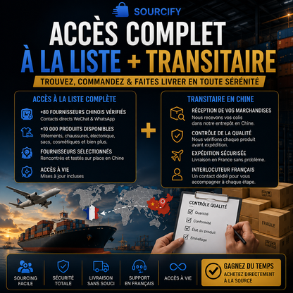 Recevez l'accès à plus de 75 fournisseurs chinois vérifiés.
